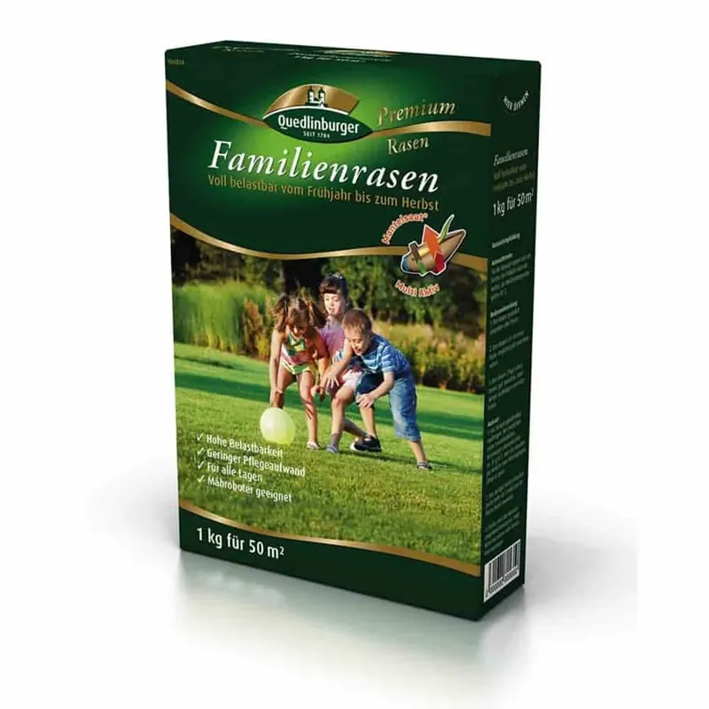 Bestseller Familienrasen 1 kg Mantelsaat, strapazierfähiger Rasen